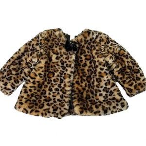 Toddler Girl Little Me Fluffy Leopard Print Winter Dress  Coat